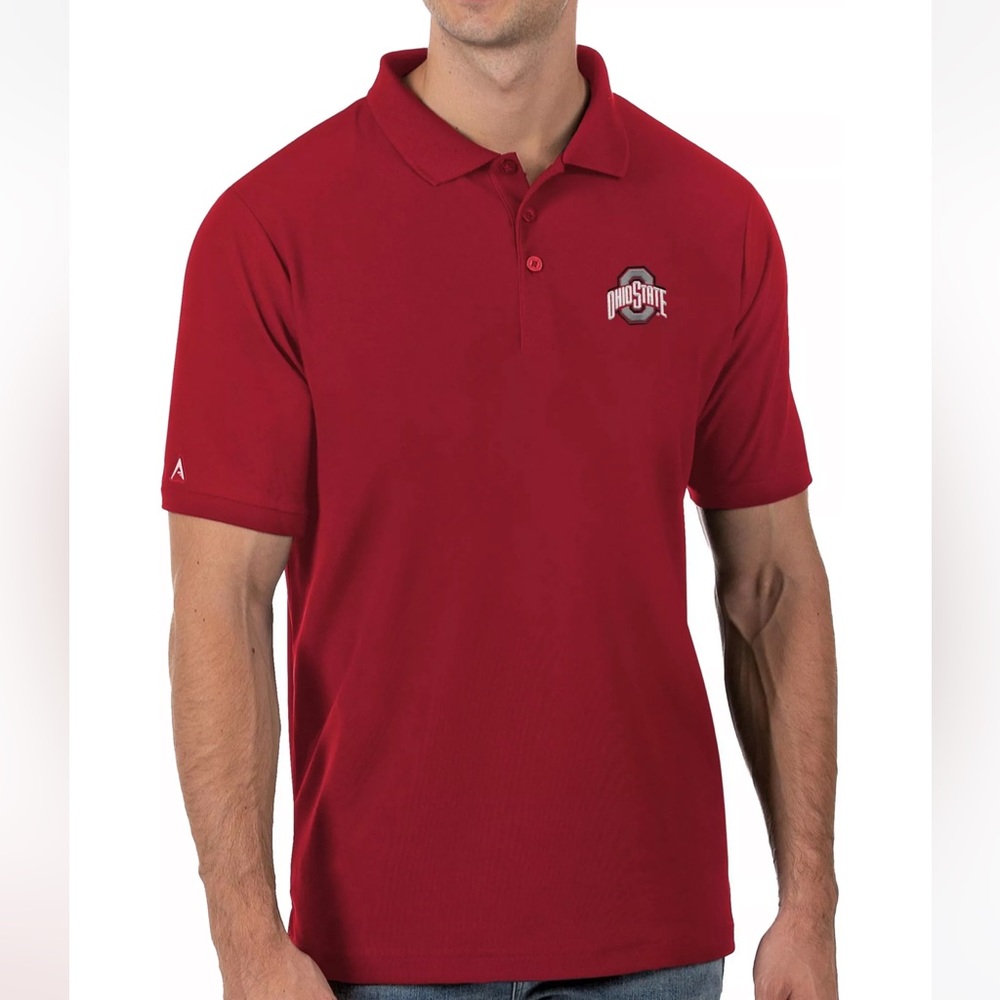 Antigua Men's Medium Ohio State Buckeyes Scarlet Legacy Pique Polo